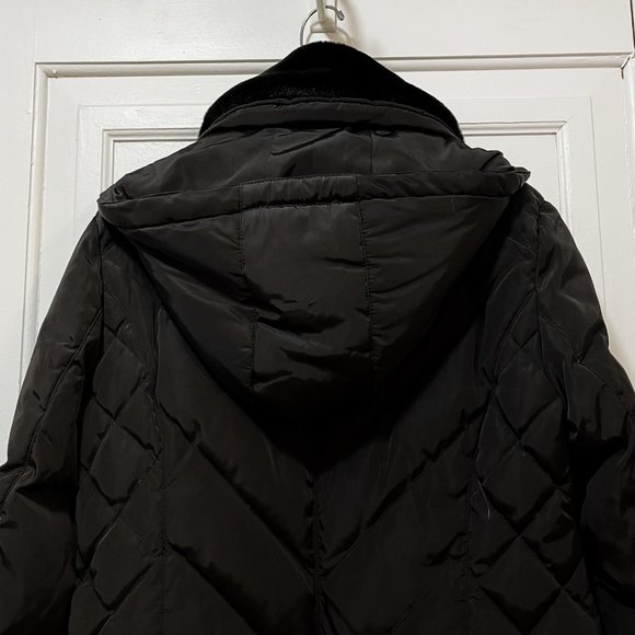 Michael Kors Coat PS Petite Small Black Down Quilted Fur Collar Hood Jacket EUC - Picture 4 of 11